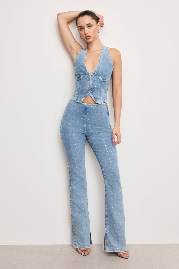 Good American DOLLY CRYSTAL DENIM VEST