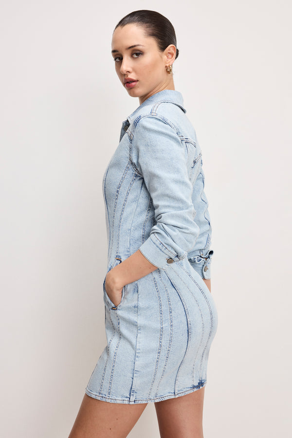 Good American DOLLY DENIM CORSET DRESS