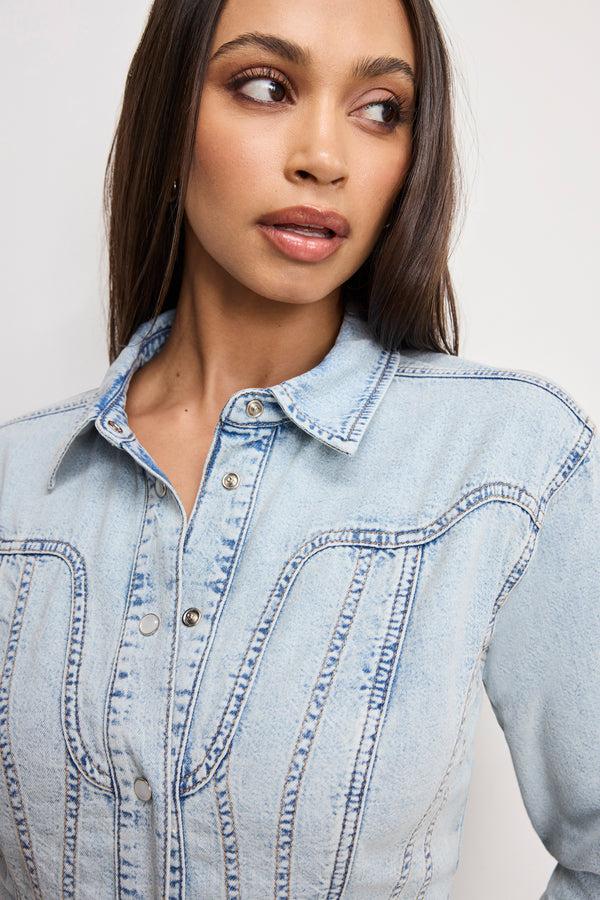 Good American DOLLY DENIM CORSET SHIRT