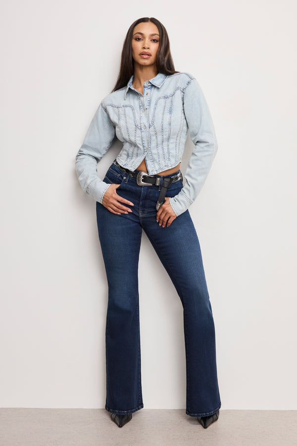 Good American DOLLY DENIM CORSET SHIRT