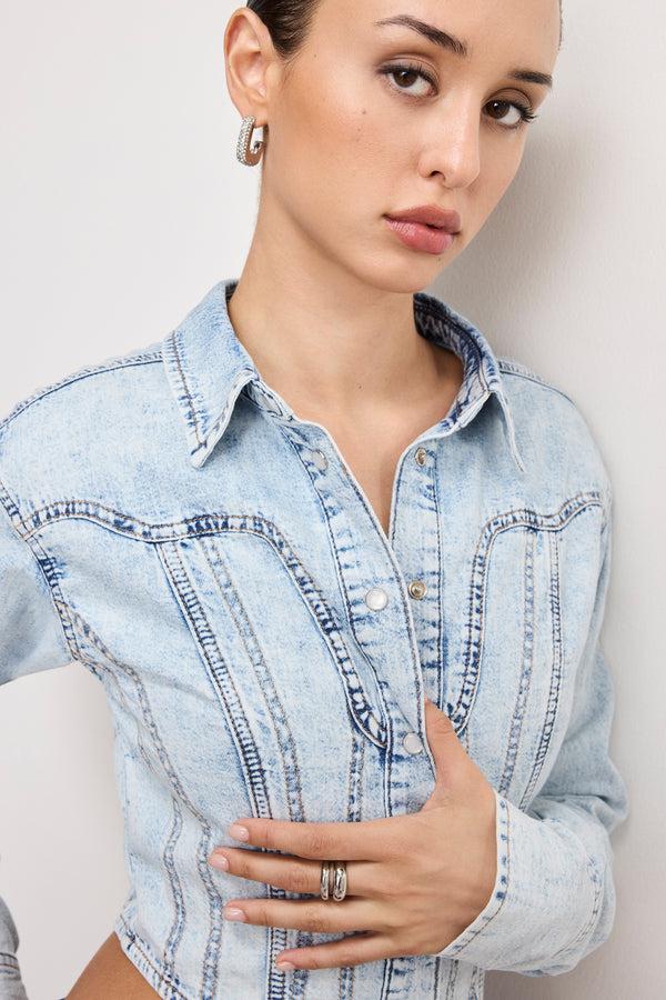 Good American DOLLY DENIM CORSET SHIRT