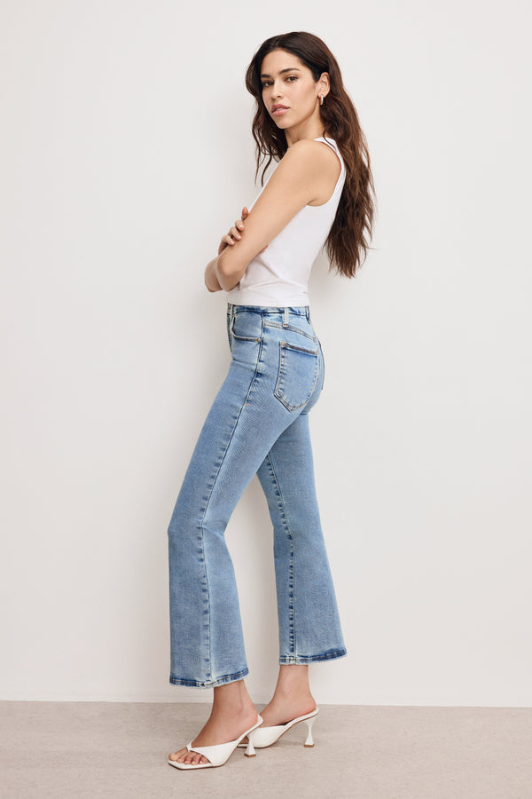 good american GOOD LEGS CROP MINI BOOT JEANS