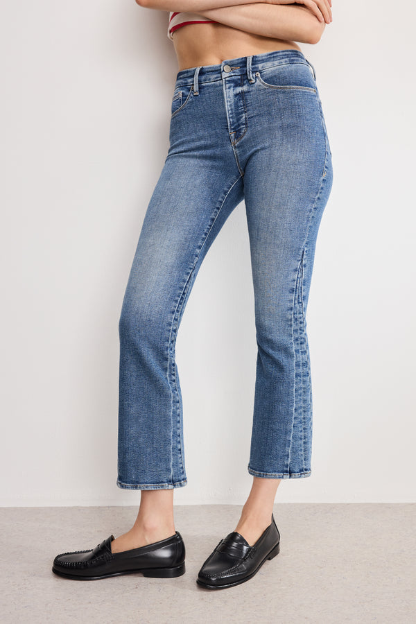Good American GOOD LEGS CROPPED MINI BOOT JEANS