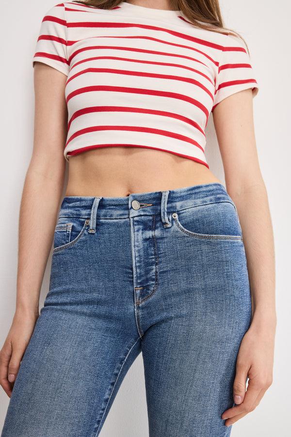 Good American GOOD LEGS CROPPED MINI BOOT JEANS