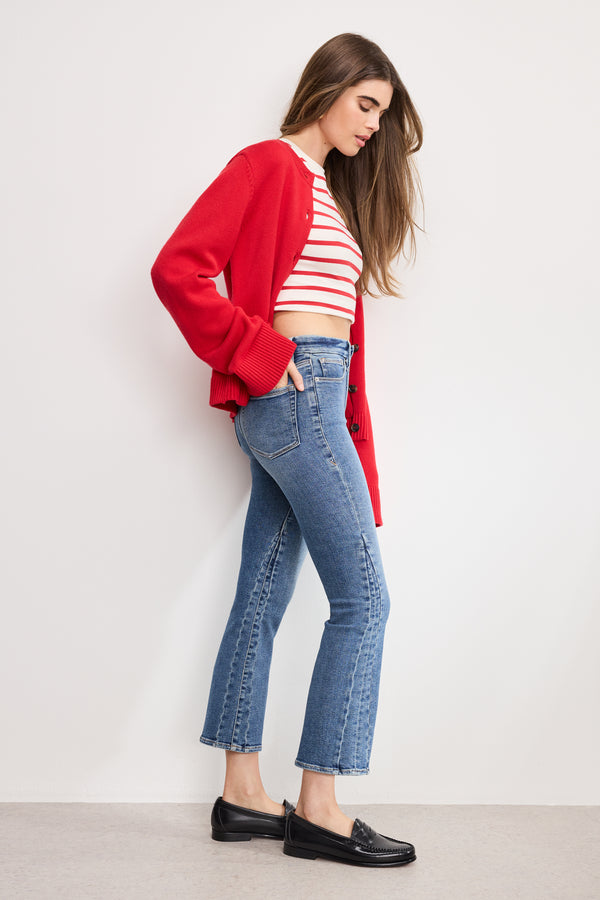 Good American GOOD LEGS CROPPED MINI BOOT JEANS