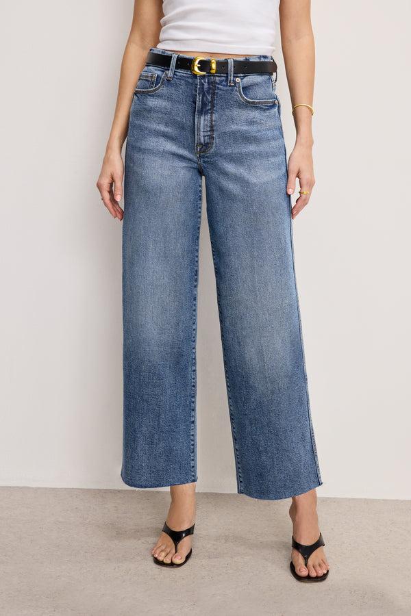good american GOOD SKATE WIDE CROPPED JEANS