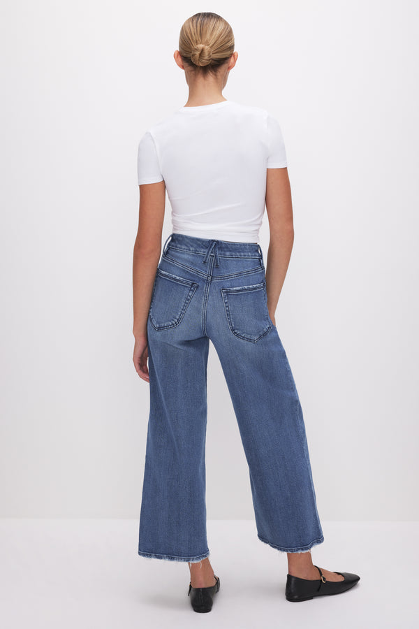 Good American GOOD WAIST CROPPED PALAZZO JEANS