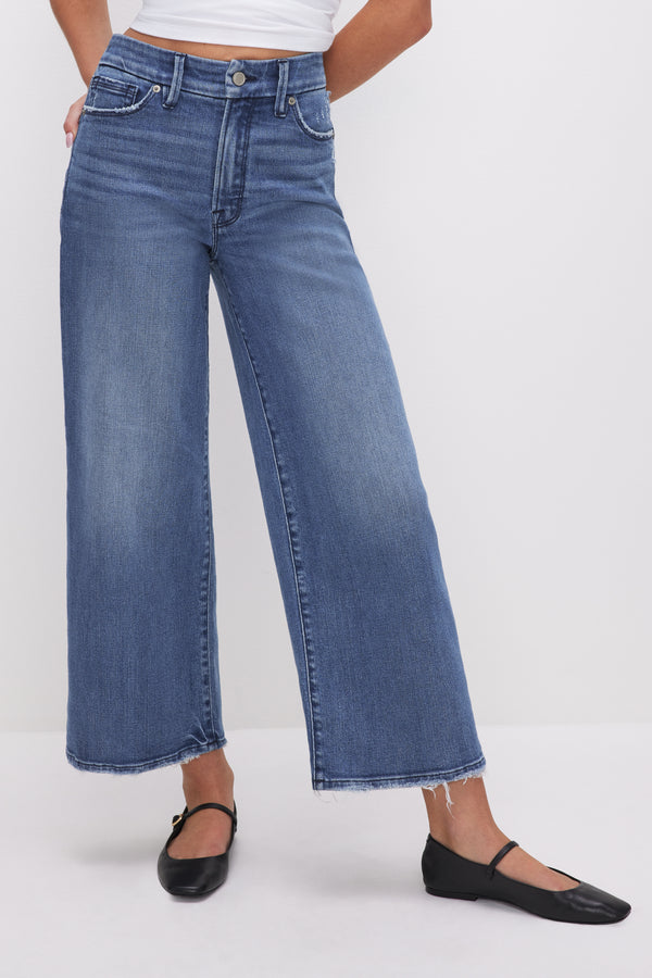 Good American GOOD WAIST CROPPED PALAZZO JEANS