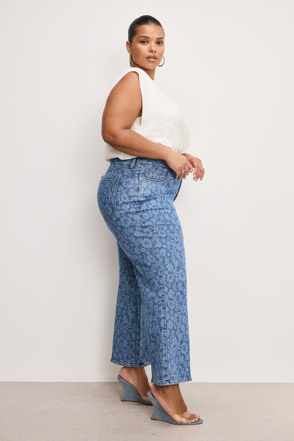 Good American GOOD WAIST CROPPED PALAZZO JEANS