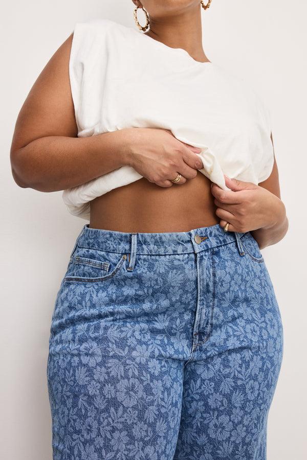 Good American GOOD WAIST CROPPED PALAZZO JEANS