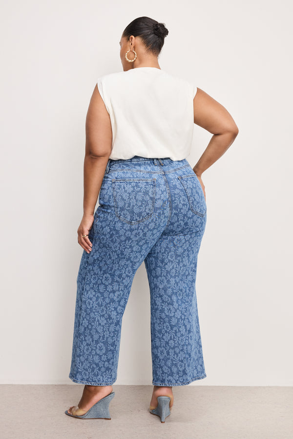 Good American GOOD WAIST CROPPED PALAZZO JEANS