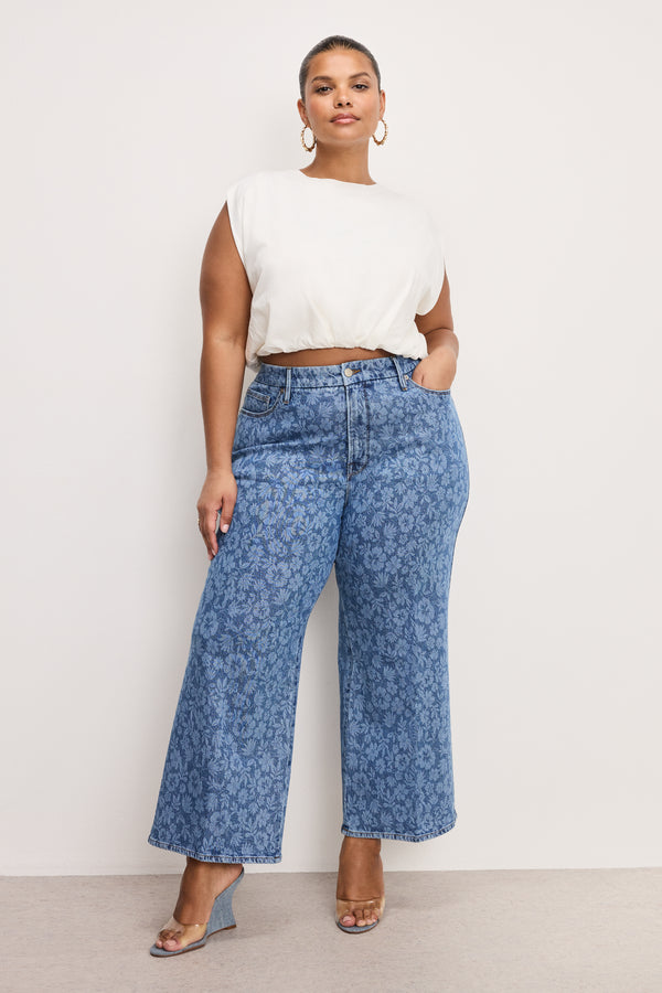 good american GOOD WAIST CROPPED PALAZZO JEANS