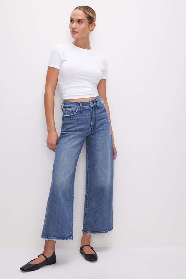 good american GOOD WAIST CROPPED PALAZZO JEANS