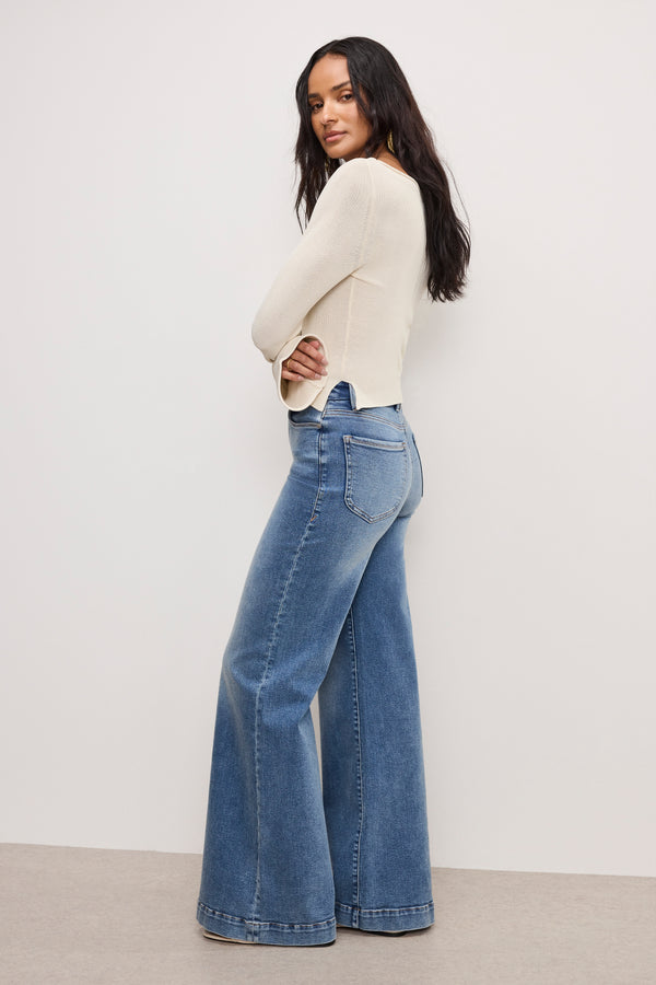 good american GOOD WAIST PALAZZO COMPRESSION JEANS