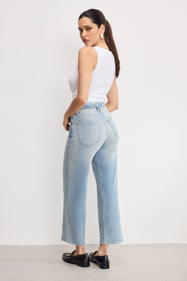 Good American GOOD WAIST PALAZZO CROPPED JEANS