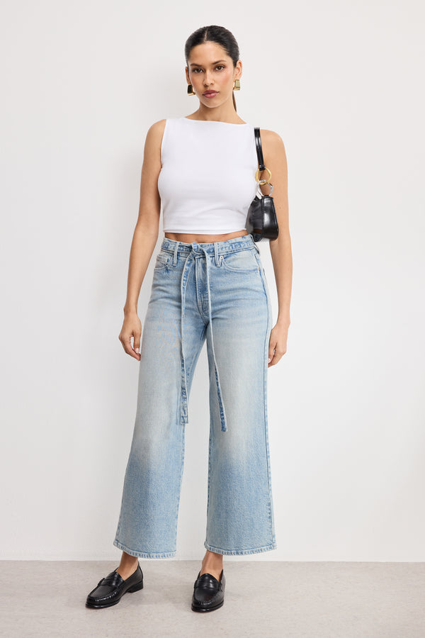 Good American GOOD WAIST PALAZZO CROPPED JEANS