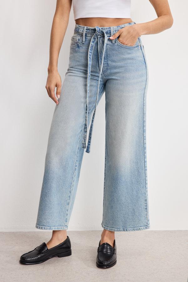 good american GOOD WAIST PALAZZO CROPPED JEANS