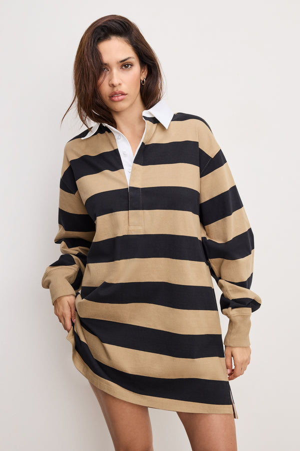 Good American JERSEY POLO MINI DRESS