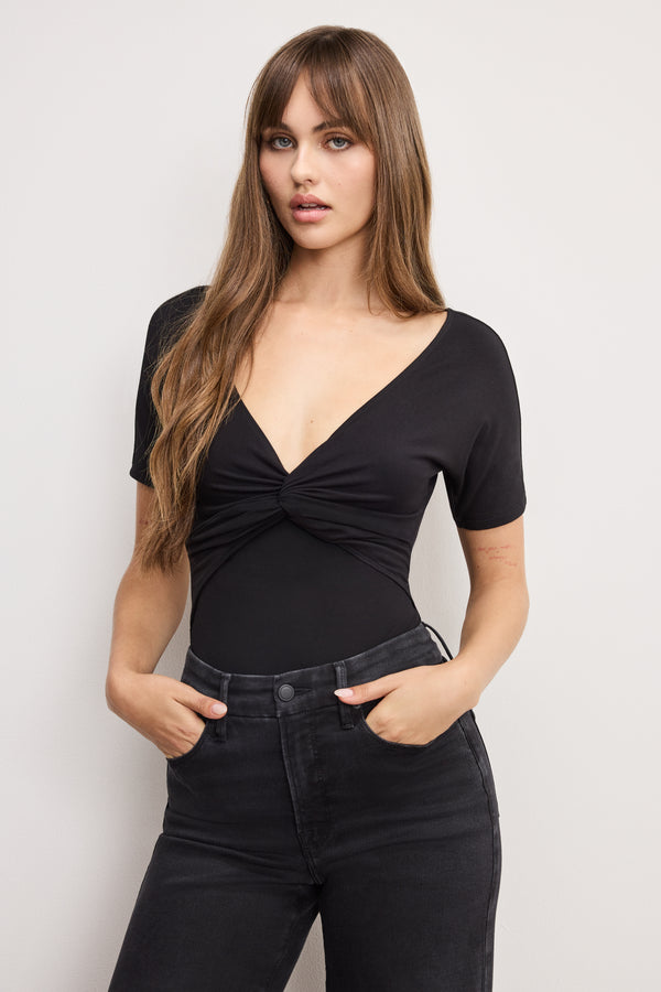 good american JERSEY TWIST FRONT BODYSUIT