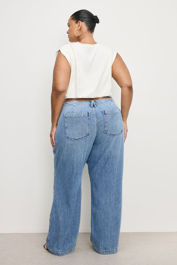 Good American LITE LINEN DENIM PANTS
