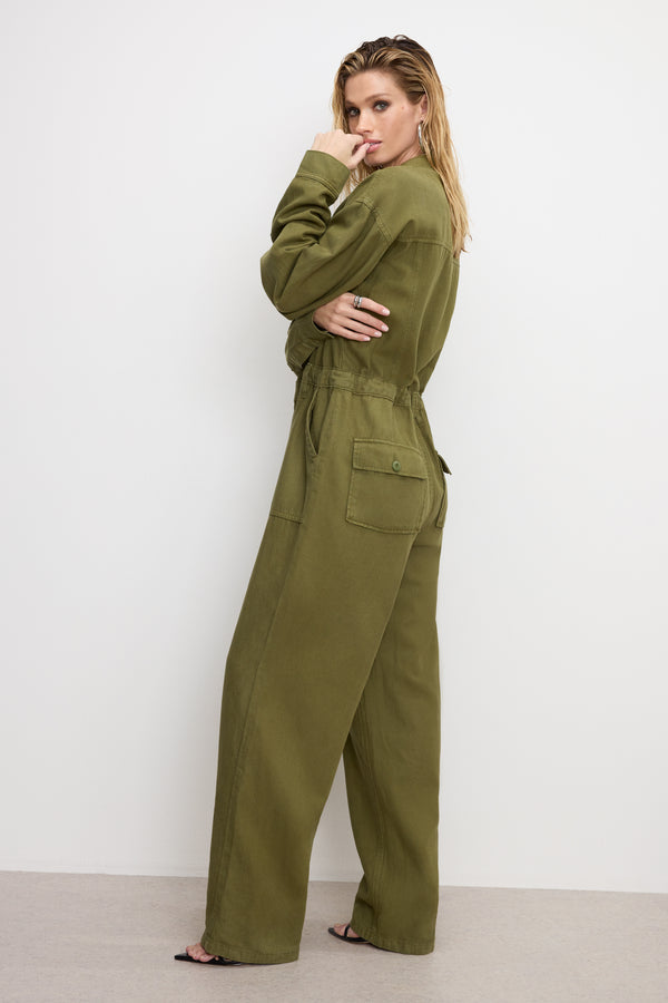Good American LITE LINEN OVERSIZED JUMPSUIT