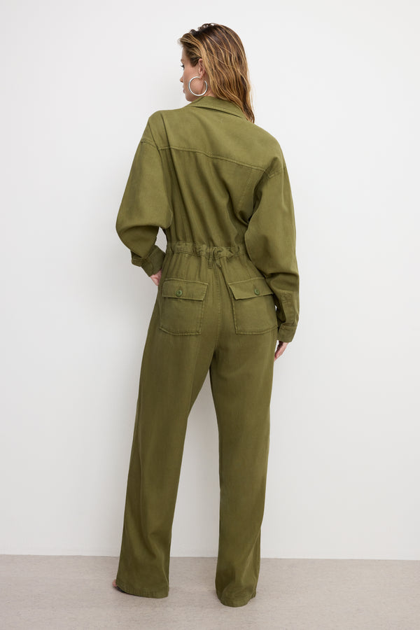 Good American LITE LINEN OVERSIZED JUMPSUIT