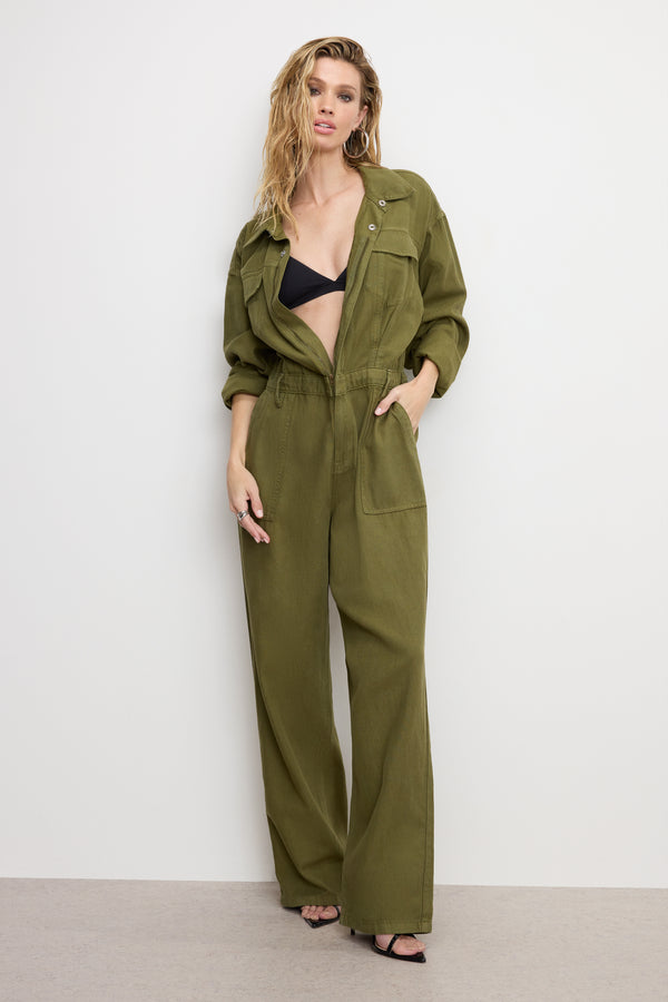 good american LITE LINEN OVERSIZED JUMPSUIT