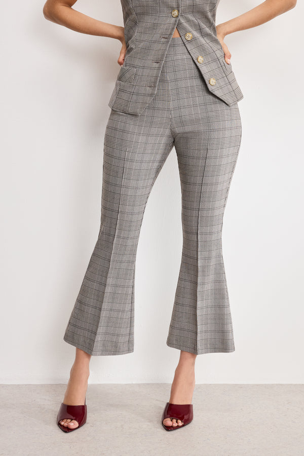 Good American PLAID PULL ON KICK FLARE PANTS