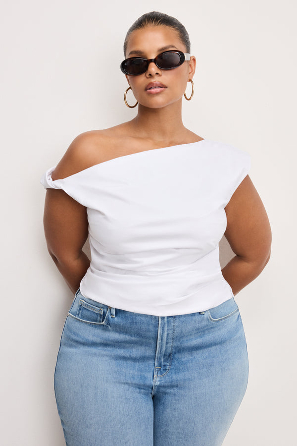 good american POPLIN OFF SHOULDER TOP