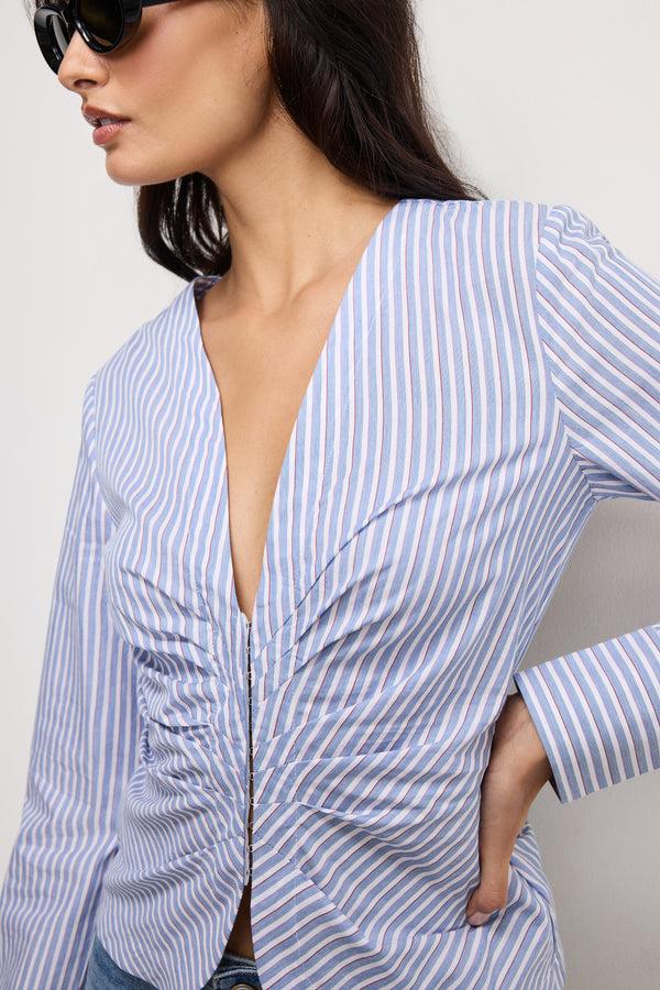 Good American POPLIN RUCHED SHIRT