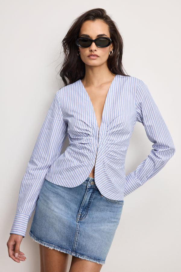 good american POPLIN RUCHED SHIRT