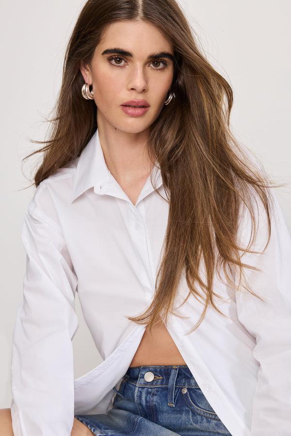 Good American POPLIN TIE BACK SHIRT