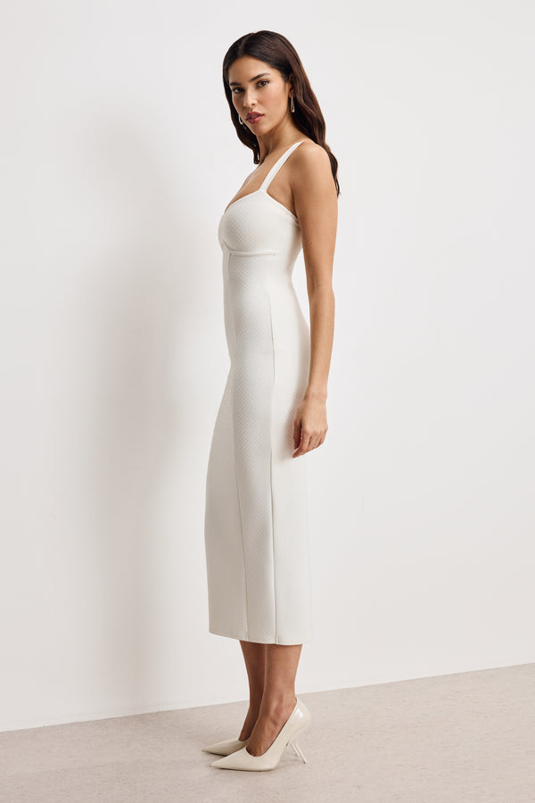 Good American SCUBA CRYSTAL SWEETHEART MIDI DRESS