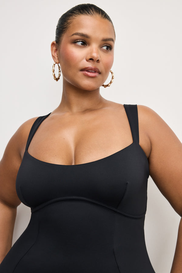 Good American SCUBA SWEETHEART MIDI DRESS