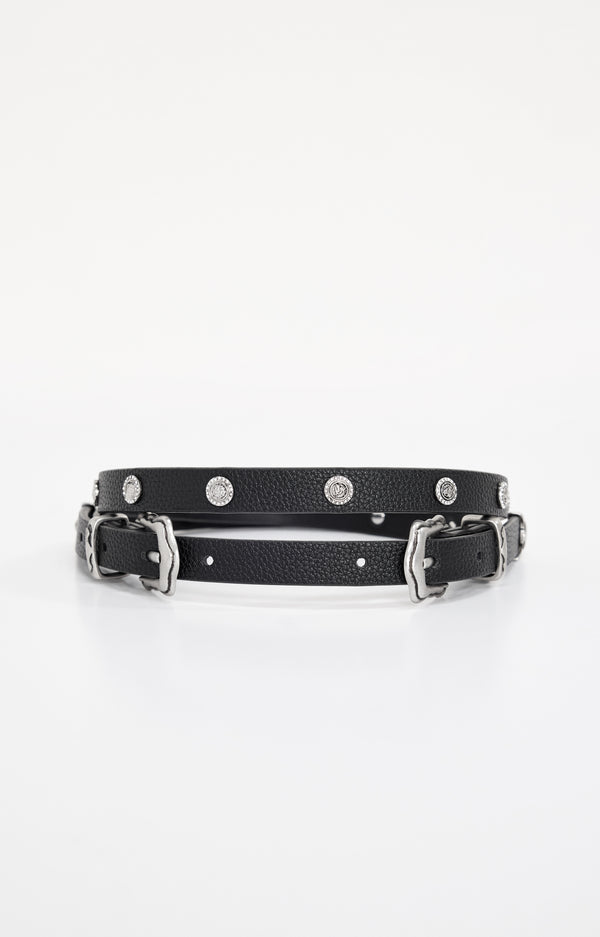Good American SKINNY DOUBLE BUCKLE BELT