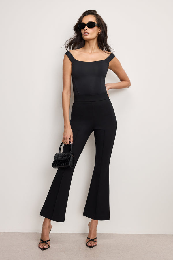 good american SOFT STRETCH PONTE KICK FLARE PANTS