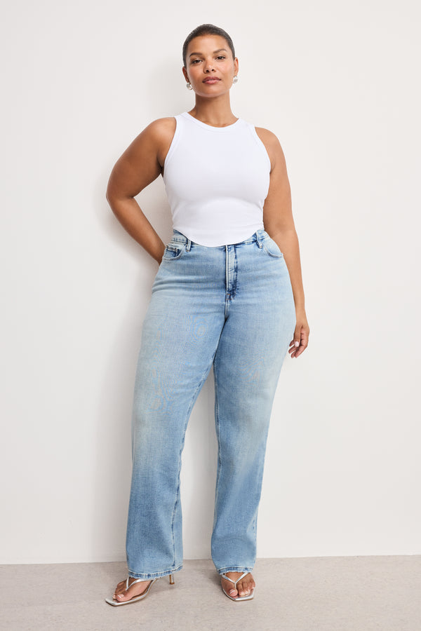 good american SOFT TECH GOOD TRUE STRAIGHT JEANS