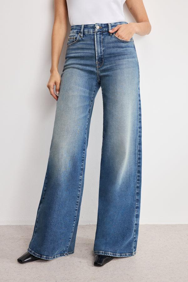 Good American SOFT TECH GOOD WAIST PALAZZO JEANS