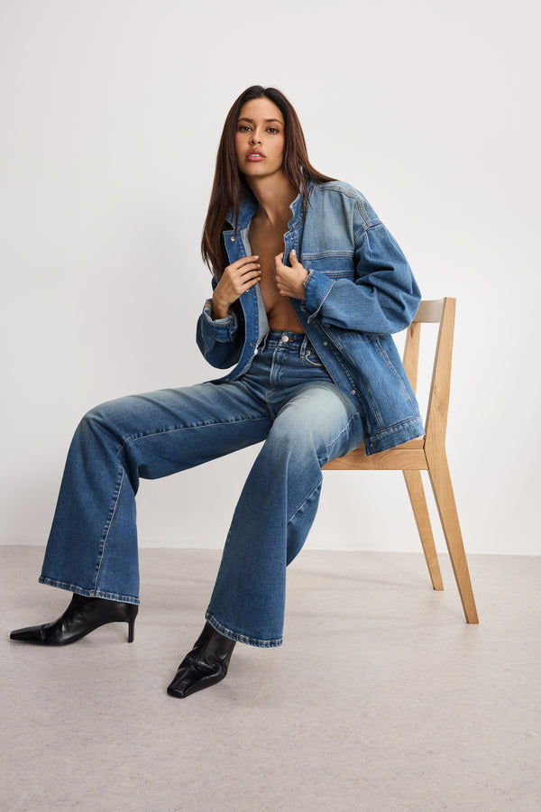 Good American SOFT TECH GOOD WAIST PALAZZO JEANS