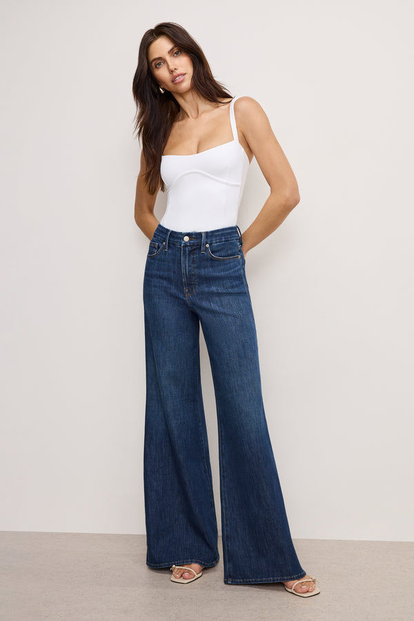 good american SOFT TECH GOOD WAIST PALAZZO JEANS
