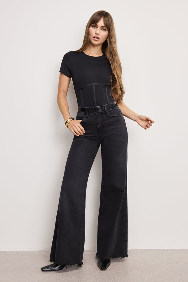 good american SOFT TECH GOOD WAIST PALAZZO JEANS