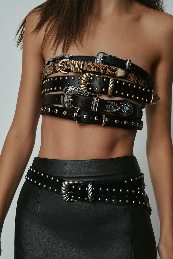 Good American WIDE STUDDED WESTERN BELT