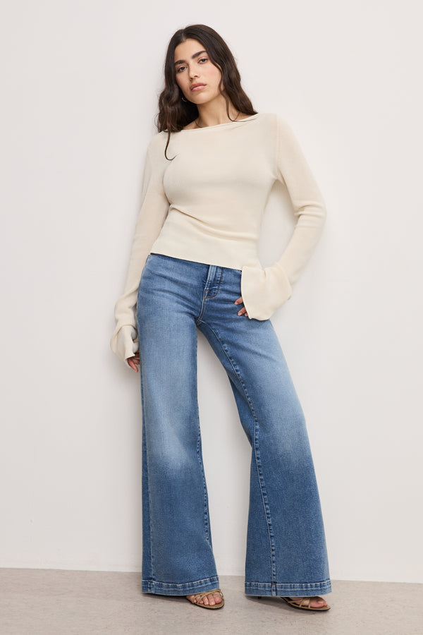 good american GOOD PETITE PALAZZO COMPRESSION JEANS