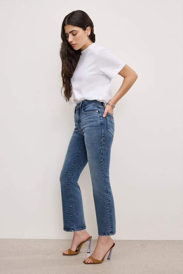 good american GOOD PETITE STRAIGHT COMPRESSION JEANS