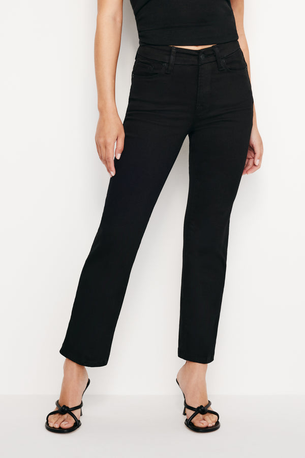 Good American NEVER FADES GOOD PETITE STRAIGHT JEANS