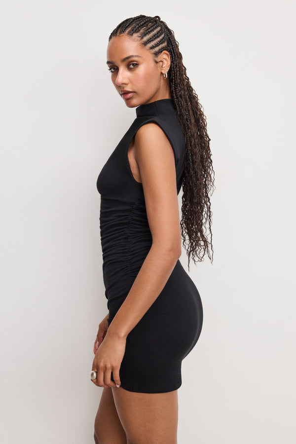 Good American SUPER STRETCH JERSEY MOCK NECK MINI DRESS