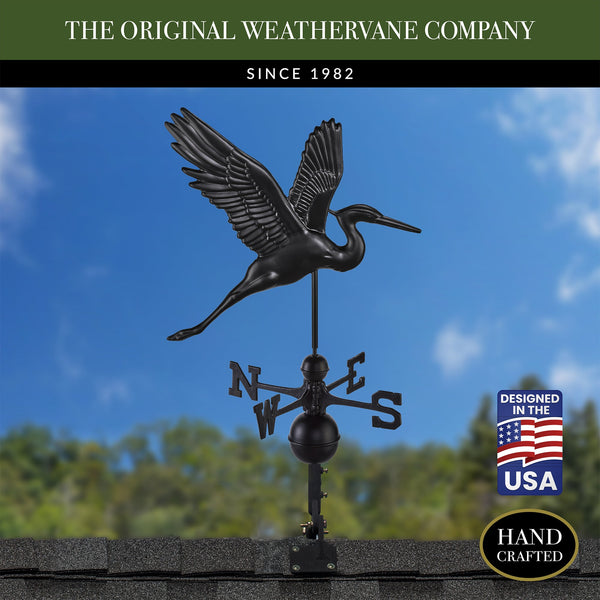Good Directions Black Aluminum Graceful Heron Standard Weathervane