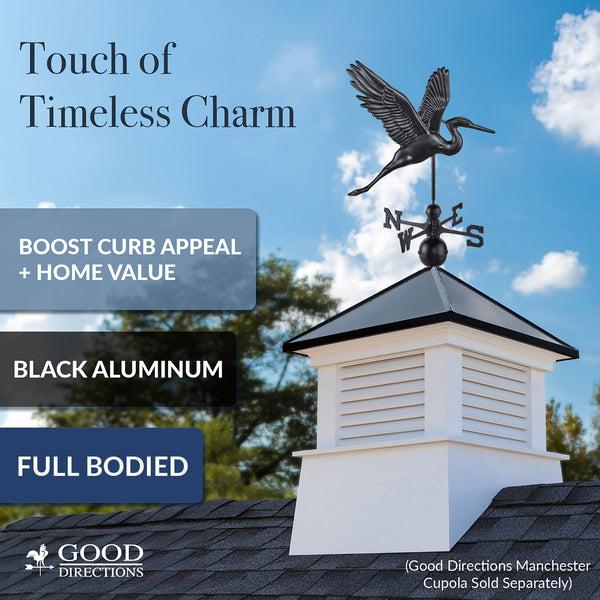 Good Directions Black Aluminum Graceful Heron Standard Weathervane