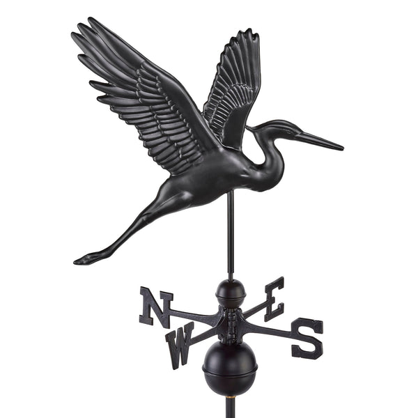 good directions Black Aluminum Graceful Heron Standard Weathervane