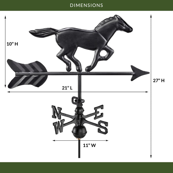 Good Directions Black Aluminum Horse Cottage Weathervane